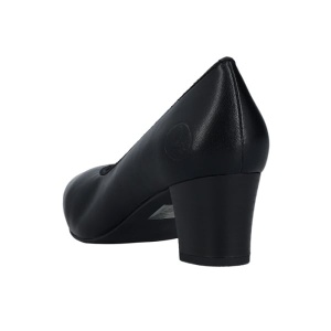 Pantofi dama negru casual piele ecologica cu toc Rieker 44650-01-Negru