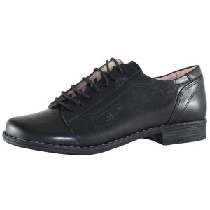 Pantofi dama negru casual piele naturala cu toc Nicolis 14238-Negru
