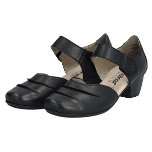 Pantofi dama negru casual piele naturala cu toc Rieker 41792-00-Negru