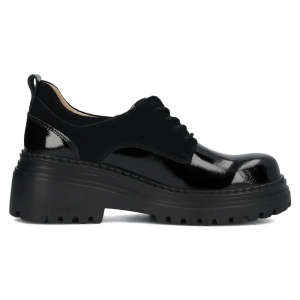 Pantofi dama negru casual piele naturala lacuita cu platforma Filippo DP6123-24-BK-Negru