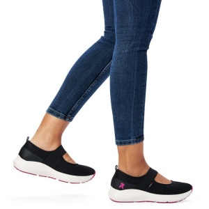 Pantofi dama negru casual textil cu platforma Rieker 42102-00-Negru