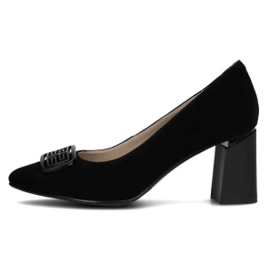 Pantofi dama, negru, eleganti, piele intoarsa, cu toc, Filippo DP6176-24-BK-SU-Negru