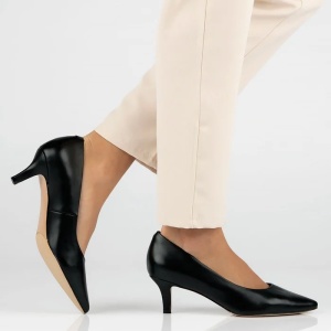 Pantofi dama negru eleganti piele naturala cu toc Filippo DP4426-23-BK-Negru