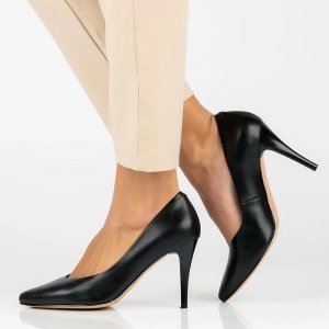 Pantofi dama negru eleganti piele naturala cu toc Filippo DP4428-23-BK-Negru