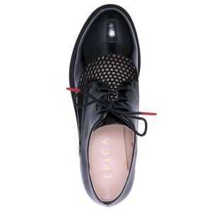 Pantofi dama negru eleganti piele naturala lacuita perforati cu toc Epica D02022SS0722018-01-L-Negru