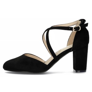 Pantofi dama, negru, eleganti, textil, cu toc, barete incrucisate, Filippo DS4627-23-BK-Negru