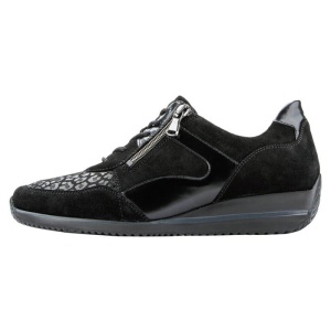 Pantofi dama, negru, ortopedici, casual, piele intoarsa, cu talpa joasa, Waldlaufer 980H01-303-001-Himona-Negru