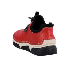 Pantofi dama rosu casual piele ecologica cu talpa joasa Rieker 45951-33-Rosu