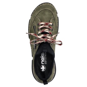 Pantofi dama verde casual piele ecologica cu talpa joasa Rieker 45973-54-Verde