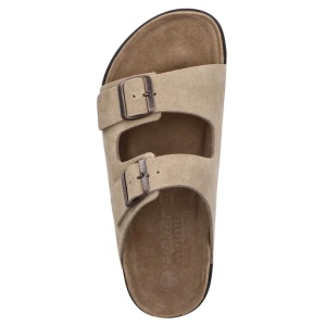 Papuci barbati bej casual piele intoarsa cu talpa groasa Rieker 21190-27-Bej