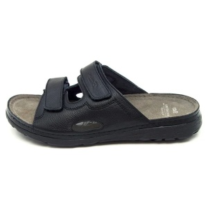Papuci barbati, negru, casual, ortopedici, medicinali, piele naturala, cu talpa groasa, Batz Mike-Negru