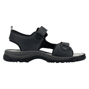 Sandale barbati negru sport piele ecologica cu talpa joasa Rieker 25055-00-Negru