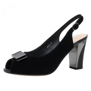 Sandale dama negru elegante din piele intoarsa si piele naturala cu toc Epica JICL020-MX854-P8563T-01-I-Negru
