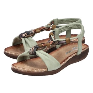 Sandale dama verde casual piele ecologica cu talpa joasa Rieker V7568-52-Verde