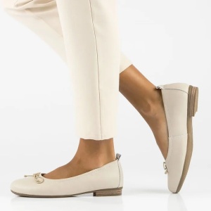 Balerini dama bej casual piele naturala cu toc Filippo DP6249-24-BE-Bej