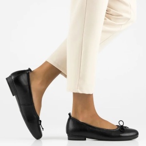 Balerini dama negru casual piele naturala cu toc Filippo DP6249-24-BK-Negru