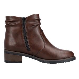 Botine dama maro casual piele ecologica cu toc Rieker Y0551-25-Maro