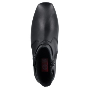 Botine dama negru casual piele ecologica cu toc Rieker 70973-00-Negru