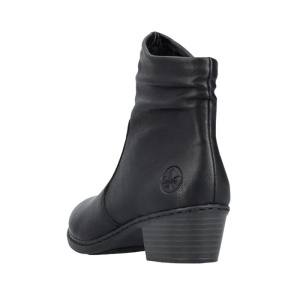 Botine dama negru casual piele ecologica cu toc Rieker 75556-00-Negru