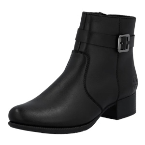 Botine dama negru casual piele naturala cu toc Rieker 78664-00-Negru