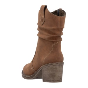 Cizme dama maro casual piele ecologica scurte cu toc Rieker Y1284-24-Maro