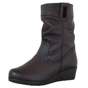 Cizme dama maro casual piele naturala imblanite scurte cu platforma Nicolis 151856-Maro