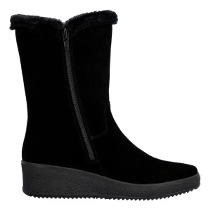 Cizme dama negru casual piele intoarsa imblanite scurte cu talpa groasa Rieker Y4456-00-Negru