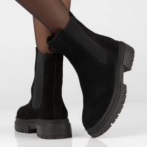 Cizme dama negru casual piele intoarsa scurte cu toc Filippo DBT4995-23-BK-Negru