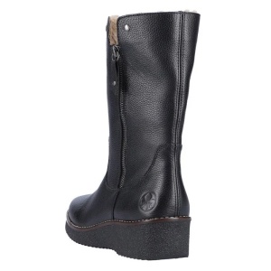Cizme dama negru casual piele naturala imblanite scurte cu platforma Rieker Y4653-00-Negru