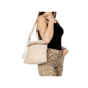 Geanta dama bej casual material sintetic de umar cu bareta reglabila Rieker H1519-65-Bej