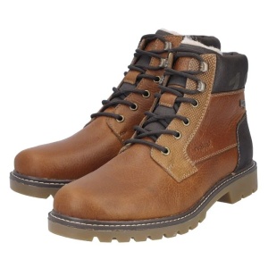 Ghete barbati maro casual piele naturala impermeabile imblanite cu toc Rieker 38832-22-Maro