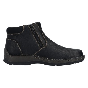 Ghete barbati negru casual piele naturala impermeabile imblanite cu talpa joasa Rieker 05362-00-Negru