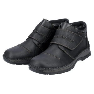 Ghete barbati negru casual piele naturala impermeabile imblanite cu talpa joasa Rieker 05367-00-Negru