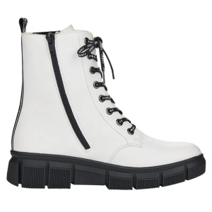 Ghete dama alb casual piele ecologica impermeabile imblanite cu talpa joasa Rieker X3414-80-Alb