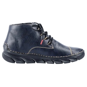 Ghete dama albastru inchis casual piele ecologica imblanite cu talpa joasa Rieker 55002-14-Albastru-Inchis