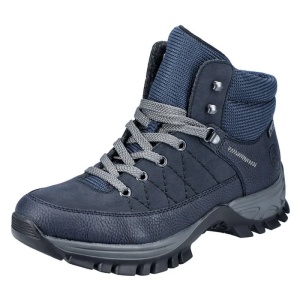 Ghete dama albastru inchis sport piele ecologica impermeabile cu talpa joasa Rieker M9830-15-Albastru-Inchis