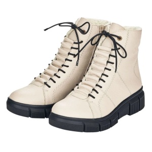 Ghete dama bej casual piele ecologica imblanite cu talpa joasa Rieker X3428-60-Bej