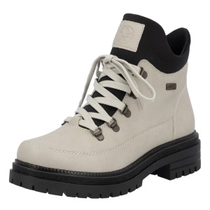 Ghete dama bej casual piele ecologica impermeabile imblanite cu toc Rieker Y3158-60-Bej