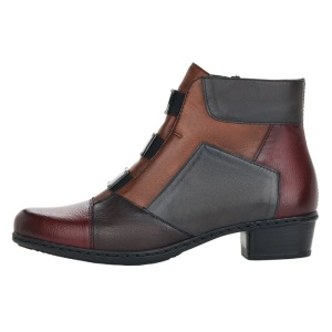 Ghete dama, bordo, casual, piele naturala, cu toc, Rieker Y0764-35-Bordo
