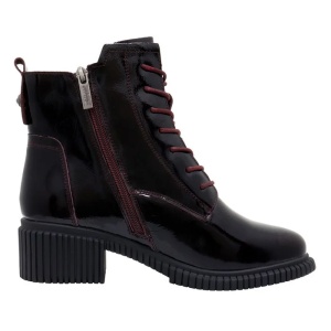 Ghete dama bordo casual piele naturala lacuita cu toc Pass Collection J8B21602-23-L-Bordo