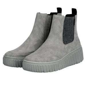 Ghete dama gri casual piele ecologica cu talpa groasa Rieker N2553-40-Gri