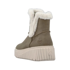 Ghete dama maro casual piele ecologica imblanite cu talpa groasa Rieker N2560-24-Maro