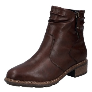 Ghete dama maro casual piele ecologica imblanite cu toc Rieker 77281-25-Maro