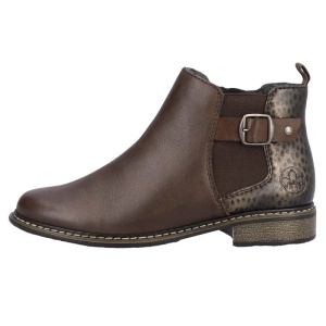 Ghete dama, maro, casual, piele naturala, cu toc, Rieker Z4965-25-Maro