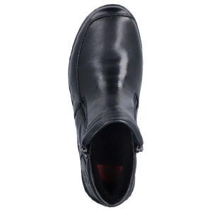Ghete dama negru casual piele naturala imblanite cu talpa joasa Rieker 48999-00-Negru