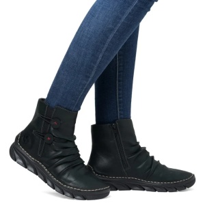 Ghete dama verde casual piele ecologica cu talpa joasa Rieker 55052-54-Verde