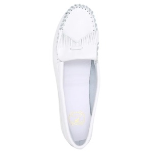 Mocasini dama alb casual piele naturala cu franjuri cu talpa joasa Formazione 9913-Alb