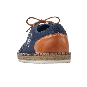 Pantofi barbati albastru inchis casual piele ecologica cu talpa joasa Rieker B5249-14-Albastru-Inchis