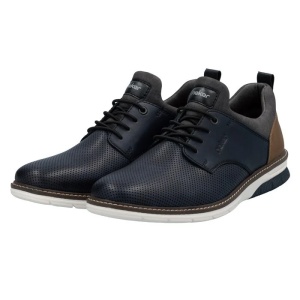 Pantofi barbati albastru inchis casual piele naturala cu talpa joasa Rieker 14450-15-Albastru-Inchis