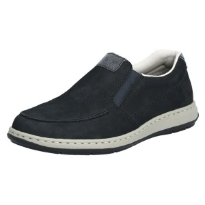 Pantofi barbati albastru inchis casual piele naturala cu talpa joasa Rieker 17359-14-Albastru-Inchis